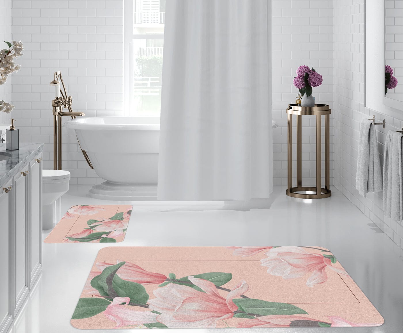 Set di 2 Tappetini da bagno antiscivolo Digital 166 Multicolore, 40 x 60 / 60 x 90 cm (1)
