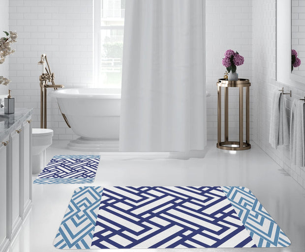 Set di 2 Tappetini da bagno antiscivolo Digital 169 Multicolore, 40 x 60 / 60 x 90 cm (1)