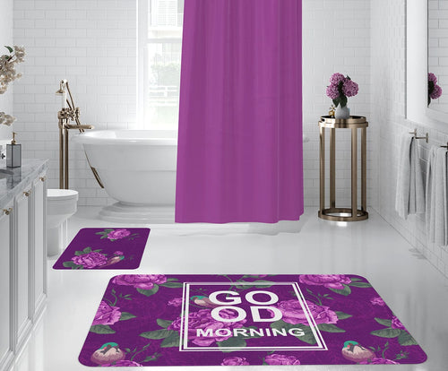 Set di 2 Tappetini da bagno antiscivolo Digital 45 Multicolore, 50 x 70 / 70 x 100 cm