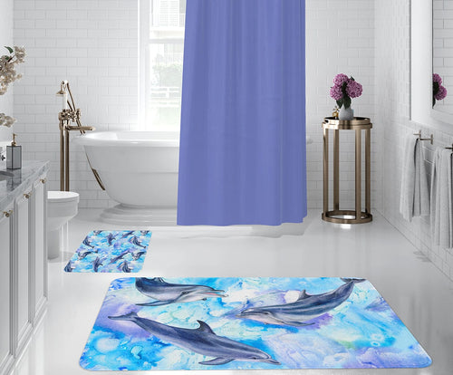 Set di 2 Tappetini da bagno antiscivolo Digital 59 Multicolore, 40 x 60 / 60 x 90 cm (1)