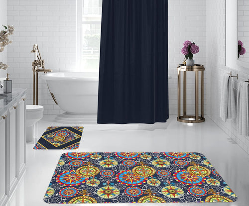 Set di 2 Tappetini da bagno antiscivolo Digital 65 Multicolore, 40 x 60 / 60 x 90 cm (1)