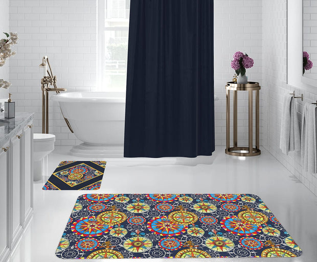 Set di 2 Tappetini da bagno antiscivolo Digital 65 Multicolore, 50 x 70 / 70 x 100 cm