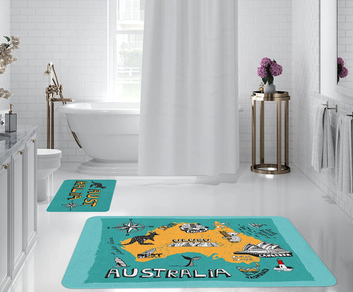 Set di 2 Tappetini da bagno antiscivolo Digital 75 Multicolore, 40 x 60 / 60 x 90 cm (1)