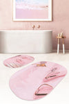 Set di 2 Tappetini da bagno antiscivolo Ebru BPS560 Oval Multicolore, 100 x 60 cm / 60 x 50 cm