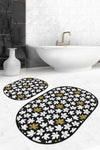 Set di 2 Tappetini da bagno antiscivolo Ebru BPS562 Oval Multicolore, 100 x 60 cm / 60 x 50 cm