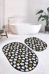 Set di 2 Tappetini da bagno antiscivolo Ebru BPS562 Oval Multicolore, 100 x 60 cm / 60 x 50 cm (1)