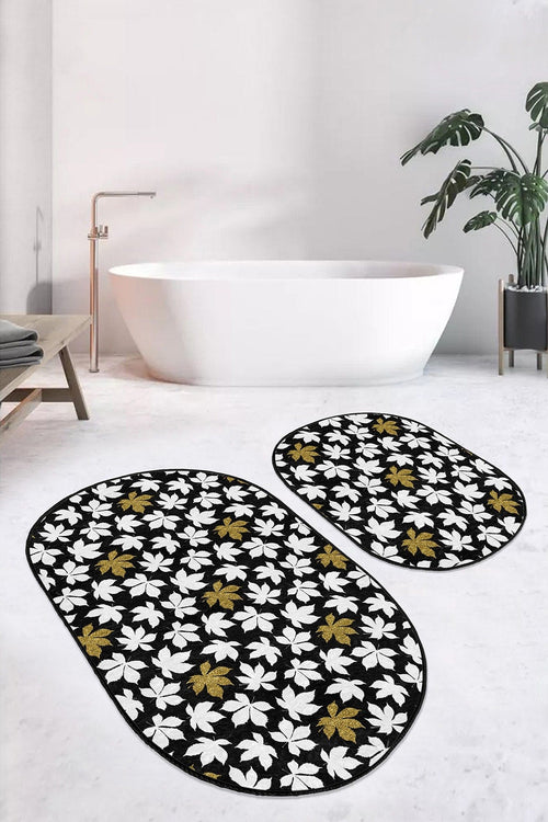 Set di 2 Tappetini da bagno antiscivolo Ebru BPS562 Oval Multicolore, 100 x 60 cm / 60 x 50 cm (1)