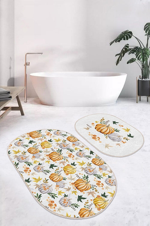 Set di 2 Tappetini da bagno antiscivolo Ebru BPS563 Oval Multicolore, 100 x 60 cm / 60 x 50 cm (1)
