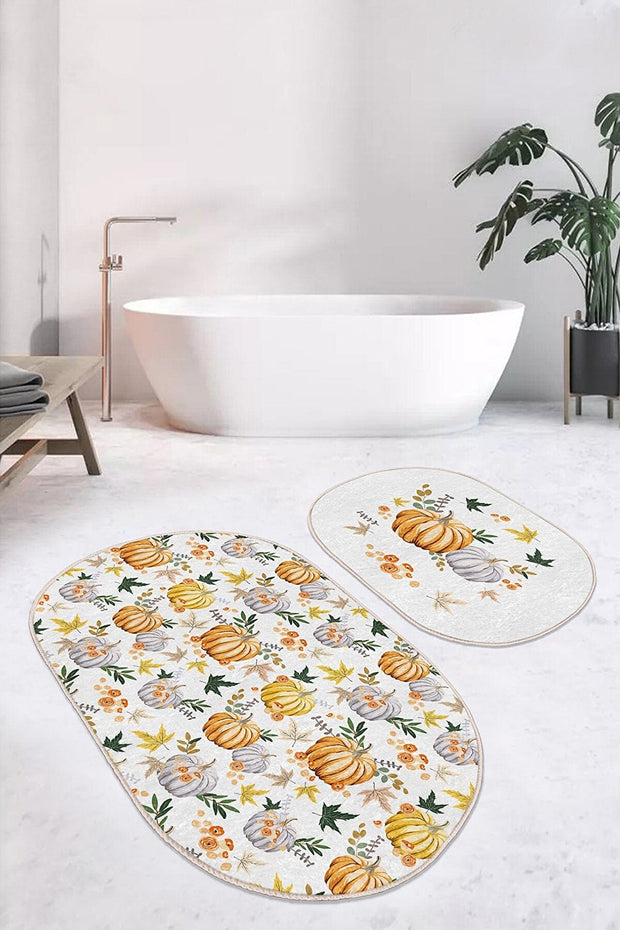 Set di 2 Tappetini da bagno antiscivolo Ebru BPS563 Oval Multicolore, 100 x 60 cm / 60 x 50 cm (1)