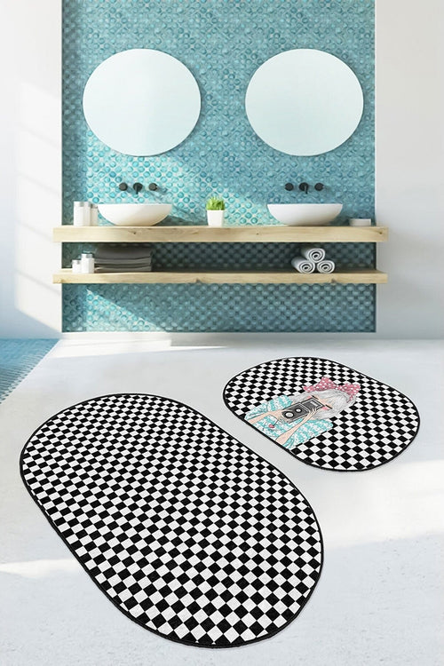 Set di 2 Tappetini da bagno antiscivolo Ece BPS529 Oval Multicolore, 100 x 60 cm / 60 x 50 cm (1)