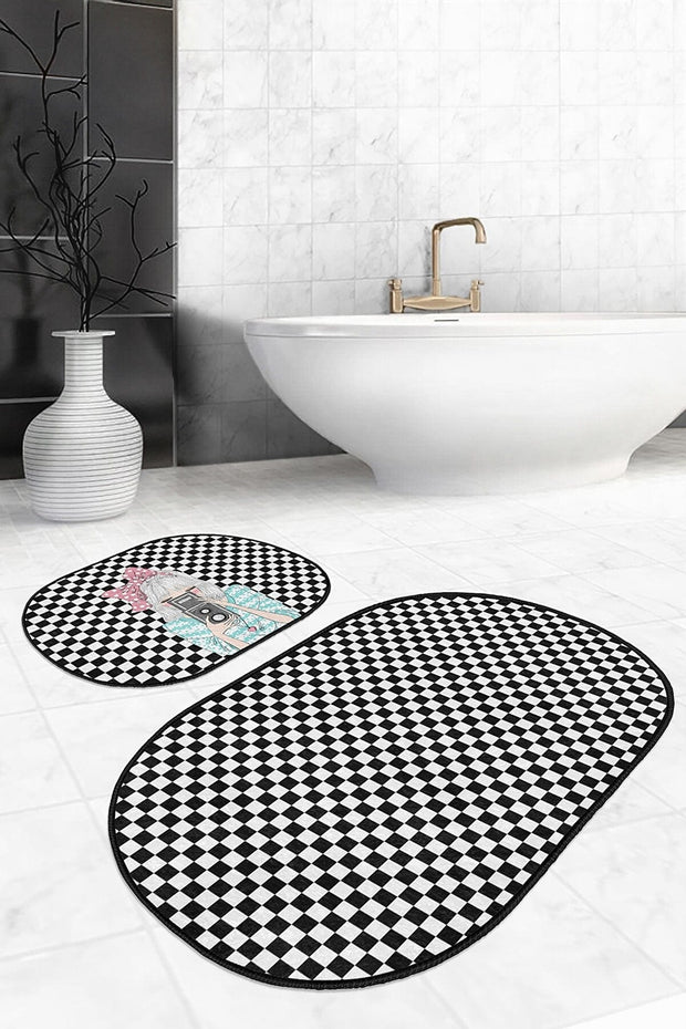 Set di 2 Tappetini da bagno antiscivolo Ece BPS529 Oval Multicolore, 100 x 60 cm / 60 x 50 cm (2)