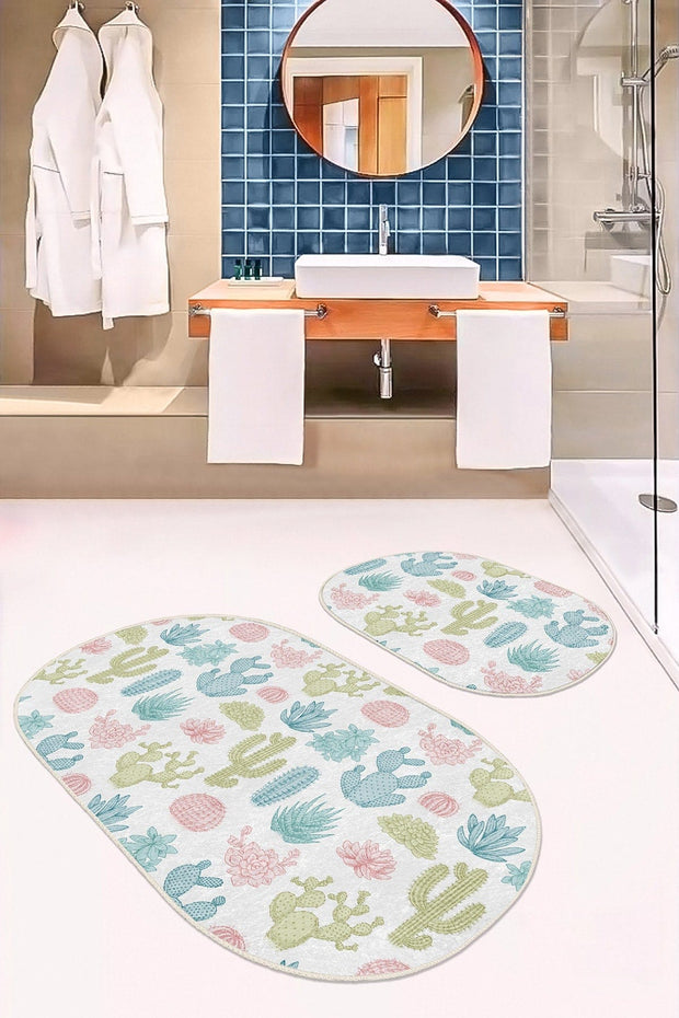 Set di 2 Tappetini da bagno antiscivolo Ece BPS530 Oval Multicolore, 100 x 60 cm / 60 x 50 cm (2)