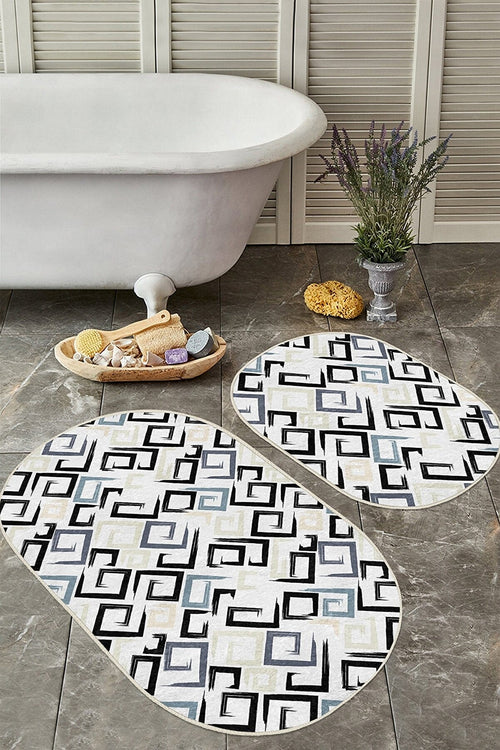 Set di 2 Tappetini da bagno antiscivolo Ece BPS531 Oval Multicolore, 100 x 60 cm / 60 x 50 cm