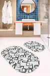 Set di 2 Tappetini da bagno antiscivolo Ece BPS531 Oval Multicolore, 100 x 60 cm / 60 x 50 cm (2)