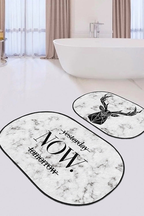 Set di 2 Tappetini da bagno antiscivolo Ece BPS534 Oval Multicolore, 100 x 60 cm / 60 x 50 cm
