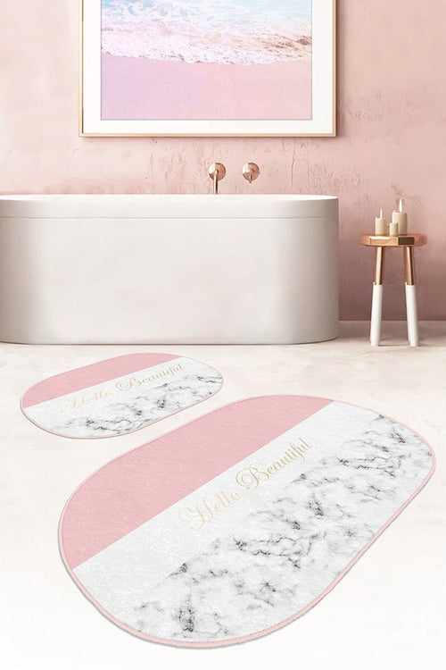 Set di 2 Tappetini da bagno antiscivolo Ece BPS536 Oval Multicolore, 100 x 60 cm / 60 x 50 cm