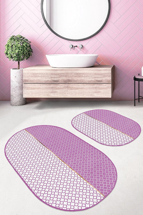 Set di 2 Tappetini da bagno antiscivolo Ece BPS537 Oval Multicolore, 100 x 60 cm / 60 x 50 cm
