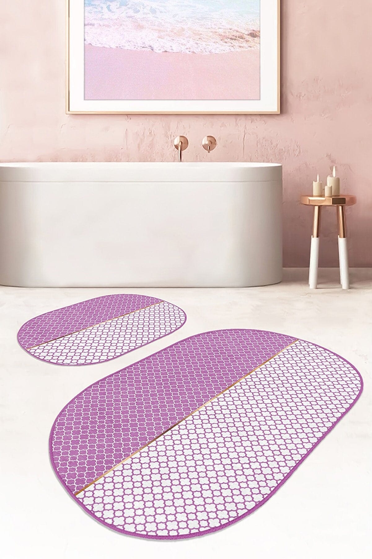 Set di 2 Tappetini da bagno antiscivolo Ece BPS537 Oval Multicolore, 100 x 60 cm / 60 x 50 cm (1)