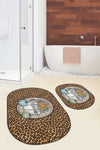 Set di 2 Tappetini da bagno antiscivolo Eda BPS599 Oval Multicolore, 100 x 60 cm / 60 x 50 cm (2)