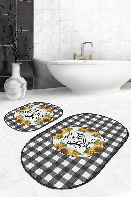 Set di 2 Tappetini da bagno antiscivolo Eda BPS600 Oval Multicolore, 100 x 60 cm / 60 x 50 cm