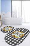 Set di 2 Tappetini da bagno antiscivolo Eda BPS600 Oval Multicolore, 100 x 60 cm / 60 x 50 cm (2)