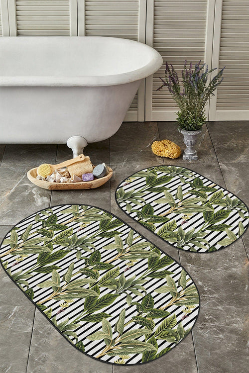 Set di 2 Tappetini da bagno antiscivolo Eda BPS601 Oval Multicolore, 100 x 60 cm / 60 x 50 cm