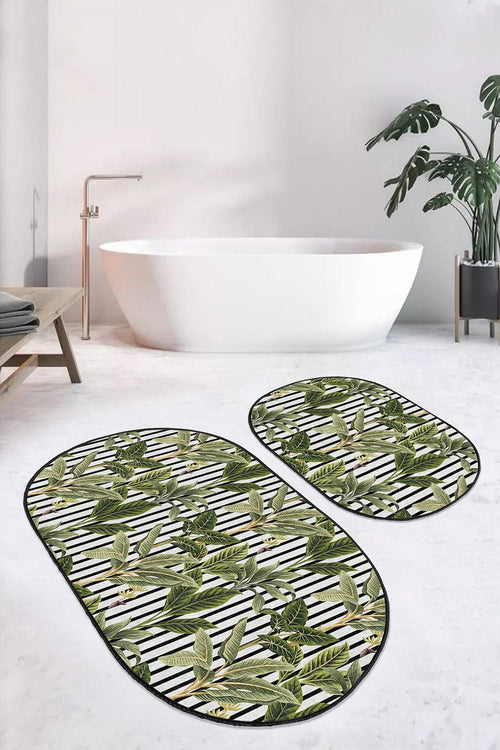 Set di 2 Tappetini da bagno antiscivolo Eda BPS601 Oval Multicolore, 100 x 60 cm / 60 x 50 cm (1)