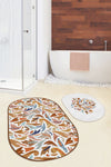 Set di 2 Tappetini da bagno antiscivolo Eda BPS602 Oval Multicolore, 100 x 60 cm / 60 x 50 cm (2)