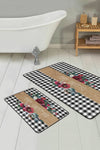 Set di 2 Tappetini da bagno antiscivolo Elif BPS419 Rectangle Multicolore, 100 x 60 cm / 60 x 50 cm (1)