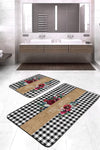 Set di 2 Tappetini da bagno antiscivolo Elif BPS419 Rectangle Multicolore, 100 x 60 cm / 60 x 50 cm (2)