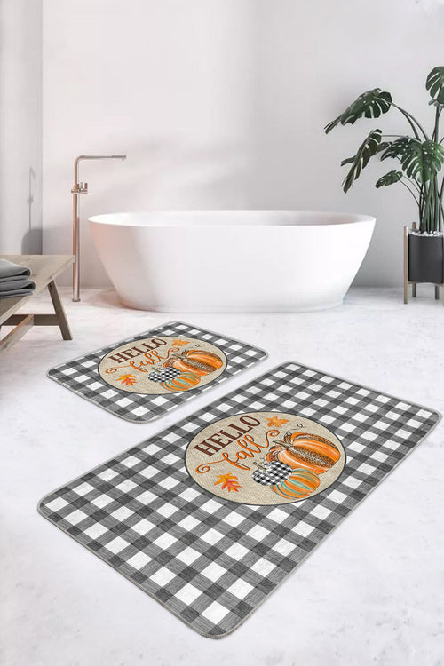 Set di 2 Tappetini da bagno antiscivolo Elif BPS420 Rectangle Multicolore, 100 x 60 cm / 60 x 50 cm