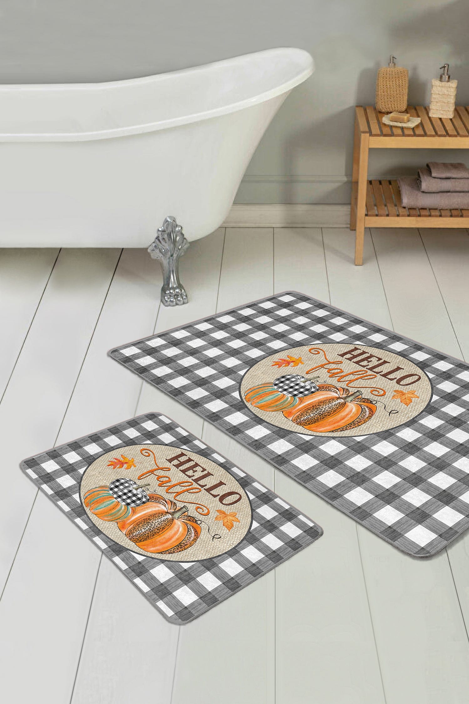 Set di 2 Tappetini da bagno antiscivolo Elif BPS420 Rectangle Multicolore, 100 x 60 cm / 60 x 50 cm (1)
