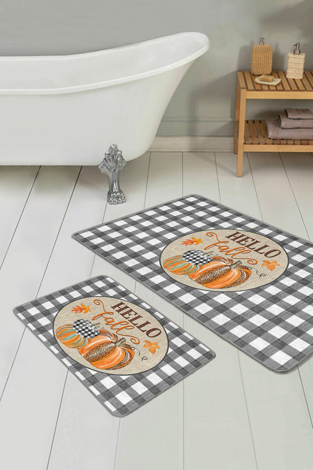 Set di 2 Tappetini da bagno antiscivolo Elif BPS420 Rectangle Multicolore, 100 x 60 cm / 60 x 50 cm (1)