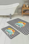 Set di 2 Tappetini da bagno antiscivolo Elif BPS422 Rectangle Multicolore, 100 x 60 cm / 60 x 50 cm