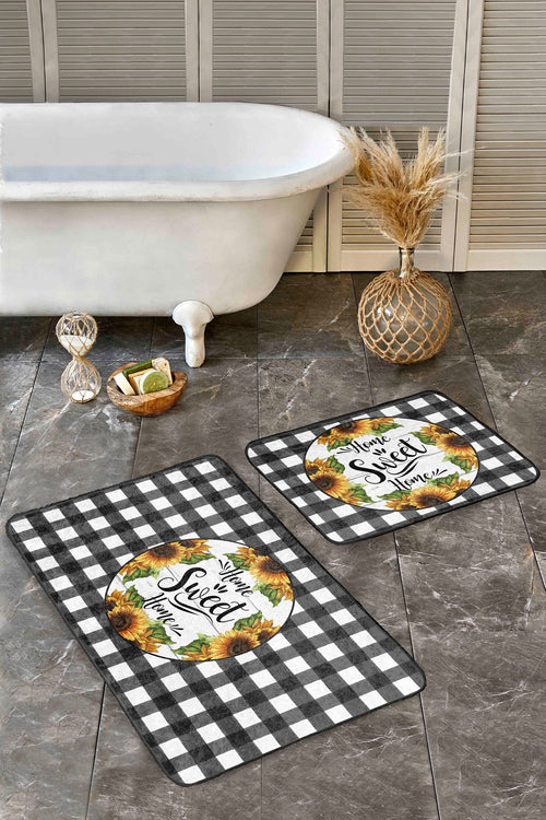 Set di 2 Tappetini da bagno antiscivolo Elif BPS423 Rectangle Multicolore, 100 x 60 cm / 60 x 50 cm
