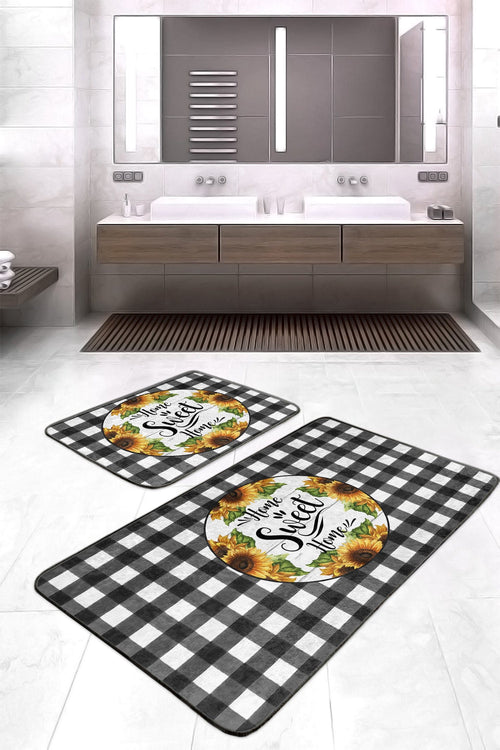 Set di 2 Tappetini da bagno antiscivolo Elif BPS423 Rectangle Multicolore, 100 x 60 cm / 60 x 50 cm (1)