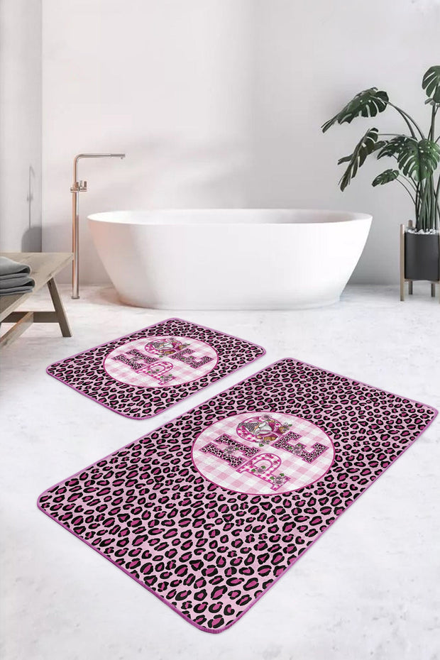 Set di 2 Tappetini da bagno antiscivolo Elif BPS424 Rectangle Multicolore, 100 x 60 cm / 60 x 50 cm (2)
