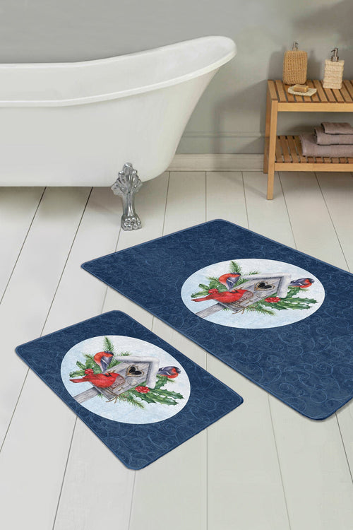 Set di 2 Tappetini da bagno antiscivolo Elif BPS425 Rectangle Multicolore, 100 x 60 cm / 60 x 50 cm