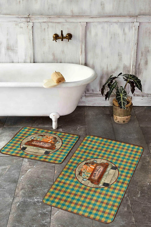 Set di 2 Tappetini da bagno antiscivolo Elif BPS426 Rectangle Multicolore, 100 x 60 cm / 60 x 50 cm