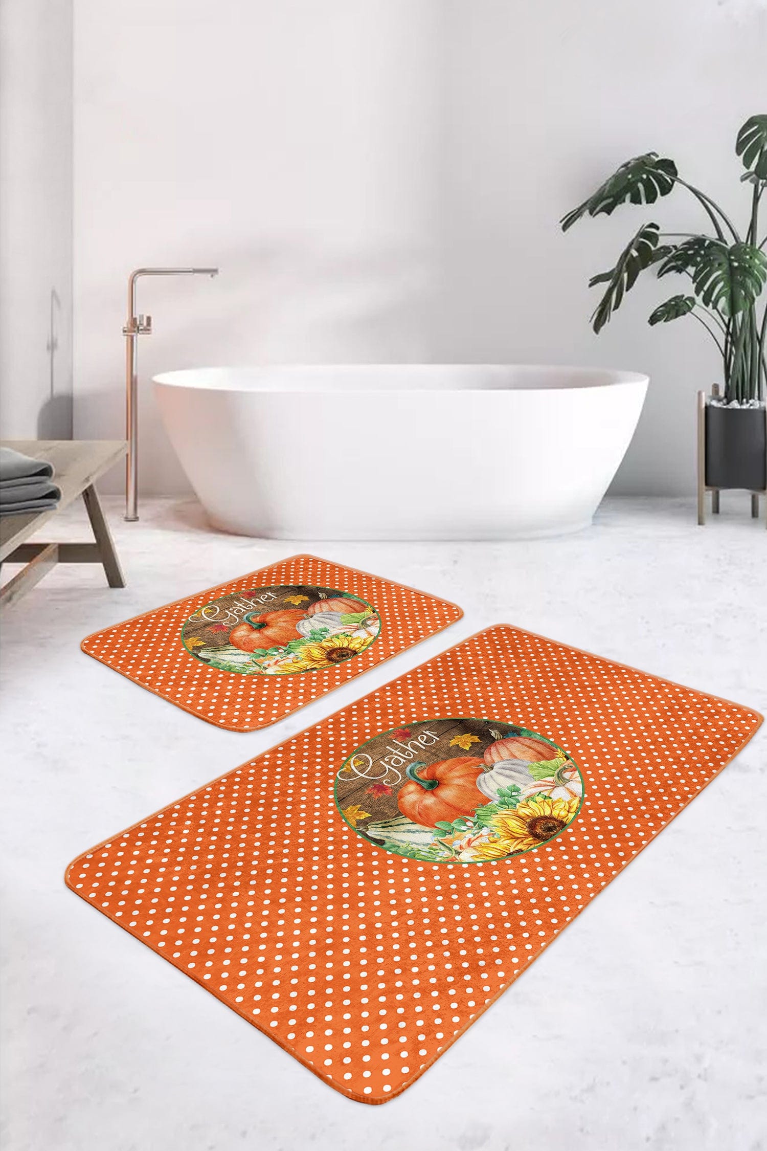 Set di 2 Tappetini da bagno antiscivolo Emir BPS428 Rectangle Multicolore, 100 x 60 cm / 60 x 50 cm