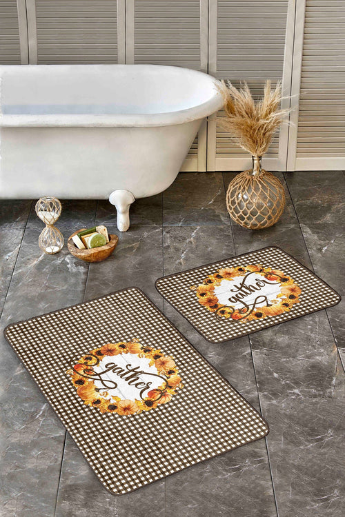 Set di 2 Tappetini da bagno antiscivolo Emir BPS429 Rectangle Multicolore, 100 x 60 cm / 60 x 50 cm