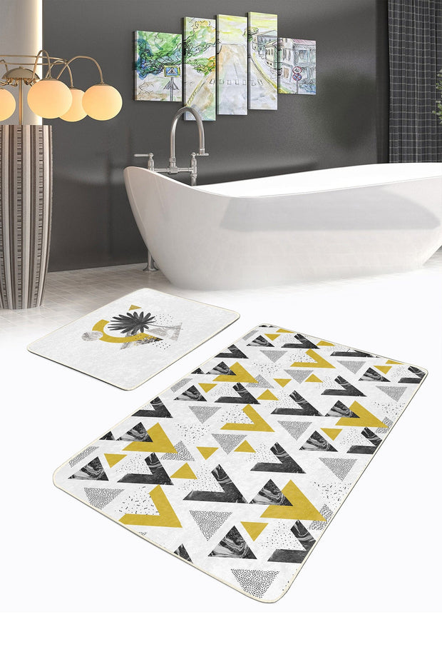 Set di 2 Tappetini da bagno antiscivolo Emir BPS430 Rectangle Multicolore, 100 x 60 cm / 60 x 50 cm