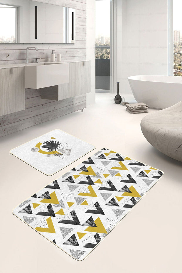 Set di 2 Tappetini da bagno antiscivolo Emir BPS430 Rectangle Multicolore, 100 x 60 cm / 60 x 50 cm (2)