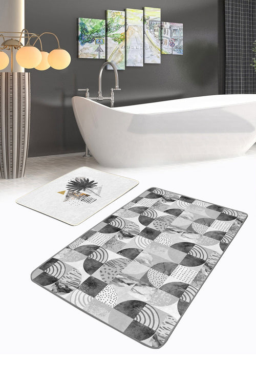 Set di 2 Tappetini da bagno antiscivolo Emir BPS431 Rectangle Multicolore, 100 x 60 cm / 60 x 50 cm