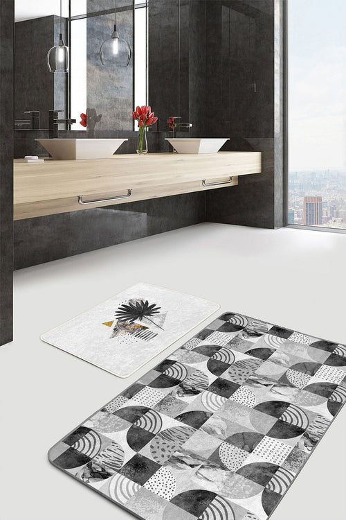 Set di 2 Tappetini da bagno antiscivolo Emir BPS431 Rectangle Multicolore, 100 x 60 cm / 60 x 50 cm (1)