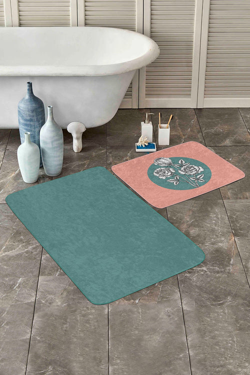 Set di 2 Tappetini da bagno antiscivolo Emir BPS432 Rectangle Multicolore, 100 x 60 cm / 60 x 50 cm