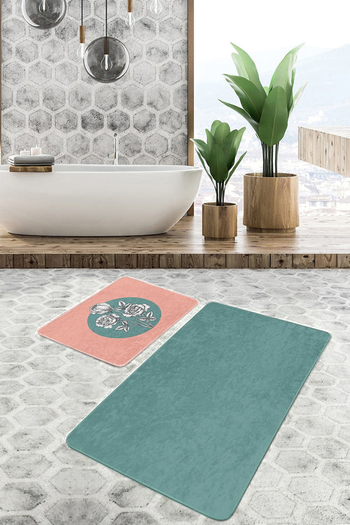 Set di 2 Tappetini da bagno antiscivolo Emir BPS432 Rectangle Multicolore, 100 x 60 cm / 60 x 50 cm (1)