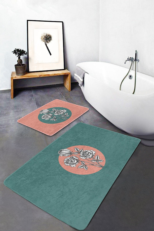 Set di 2 Tappetini da bagno antiscivolo Emir BPS433 Rectangle Multicolore, 100 x 60 cm / 60 x 50 cm (2)