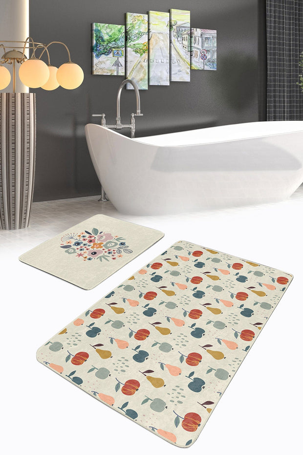 Set di 2 Tappetini da bagno antiscivolo Esme BPS276 Rectangle Multicolore, 100 x 60 cm / 60 x 50 cm (1)