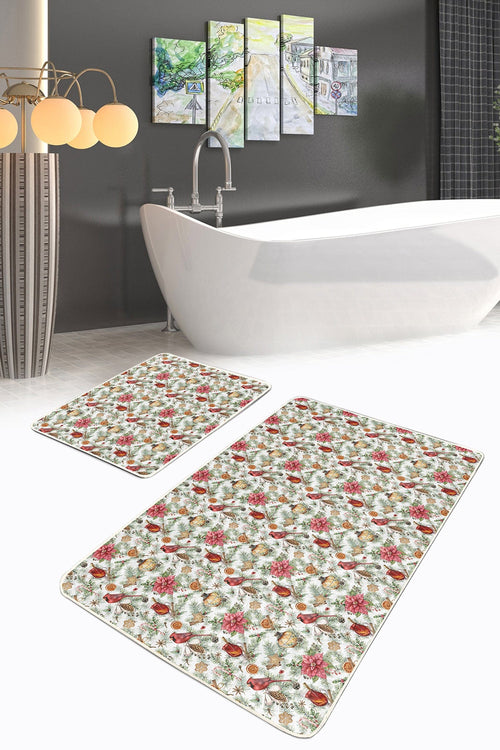 Set di 2 Tappetini da bagno antiscivolo Esme BPS279 Rectangle Multicolore, 100 x 60 cm / 60 x 50 cm (1)